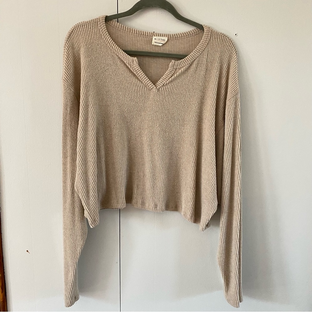 Cropped V Neck Sweater